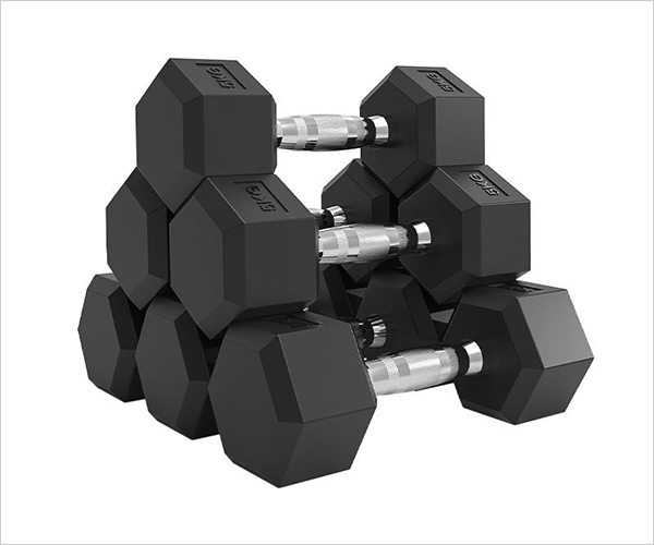 Hexagonal Rubber-Coated Dumbbells
